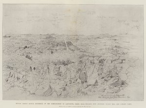 Boceto de Melton Prior (Facsímil) del bombardeo de Ladysmith, tomado desde Maiden