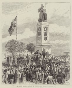 El Duque de Edimburgo develando el Memorial Nacional de la Armada en Plymouth Hoe