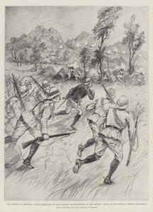 La lucha en Rodesia, el Príncipe Alejandro de Teck trayendo refuerzos a las tropas imperiales en el asedio del bastión de Wedza de Melton Prior