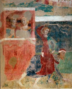 Los avatares de la iniciación de un joven en los misterios del amor, detalle, principios del siglo XIV (fresco)