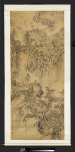 Paisaje con figuras, abejas y monos de Meng Lan