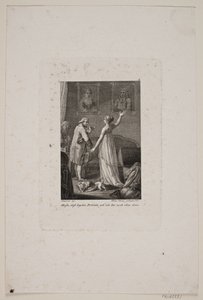 Ilustración con dama y caballero frente a dos retratos de Meno Haas