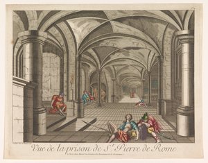 Vista del interior de la prisión mamertina en Roma Vue de la prison de St. Pierre de Rome (título sobre el objeto) de Mesard