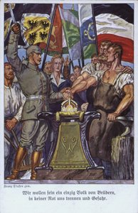 Unidad de los pueblos alemanes, postal de propaganda de Mesopotamian