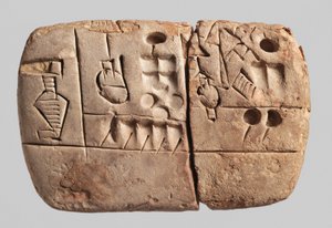 Tabla cuneiforme pictográfica temprana, Mesopotamia, Uruk, c.3100-2900 a.C. de Mesopotamian Mesopotamian