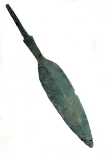 Mesopotamia: lanza colosal inscrita en el nombre de Lugal, Rey de Kish. Dinastía arcaica. 2600 a.C. Del sitio de Tello de Mesopotamian Mesopotamian