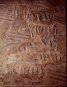 Mesopotamia: escena marítima que representa el transporte de madera al Líbano (detalle)