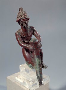 Mesopotamia: figura de fundación de cobre que representa al dios empujando un clavo. Alrededor de 2150 a.C. De Tello. París, Museo del Louvre de Mesopotamian Mesopotamian