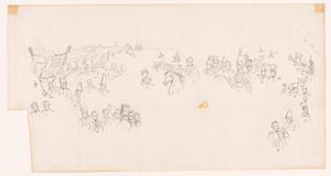 Dibujo de la pintura que representa la batalla de Waterloo de Met and Meylink