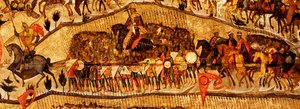 Bendito Sea el Ejército del Rey del Cielo (detalle): Guerreros: Iván IV, Vladímir Monomaj, Vladímir I, Borís y Gleb, 1550s de Metropolitan of Moscow Athanasius