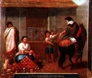Una escena de mercado de Mexican School