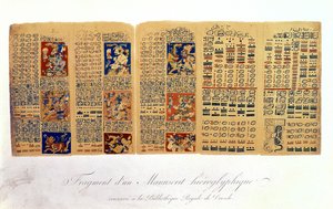 Copia de un fragmento del Códice de Dresde mostrando cálculos astronómicos mayas de Mexican School