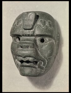 Máscara felina de un hombre, de Oaxaca, Precolombino de Mexican School