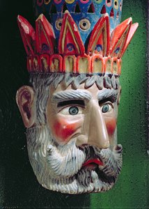 Máscara de un rey mago utilizada en procesiones para celebrar la fiesta de la Epifanía en México el 6 de enero