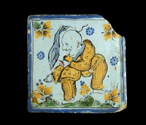 Azulejo con un hombre chino grotesco, c. 1800 de Mexican School