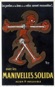Publicidad para bielas Velo hechas de acero sólido. Dibujo de Mich (Michel Liebeaux)