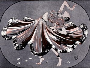 Miss Ruth en sus danzas hindúes: Mata Hari en el teatro Marigny - por Mich (Michel Liebeaux)