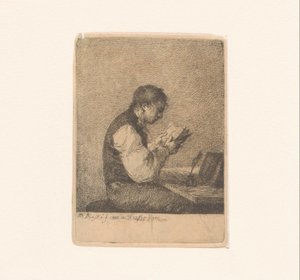 Hombre leyendo en un escritorio
Catorce grabados de Michał Płoński (título de la serie) de Michał Płoński