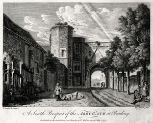 Una perspectiva sur de la puerta de la abadía en Reading, Berkshire, 1775