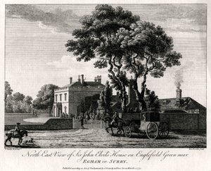 Vista noreste de la casa de Sir John Elvils en Englefield Green cerca de Egham en Surry, 1775