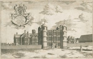 Tixall Hall y Gatehouse (grabado en cobre) de Michael Burghers