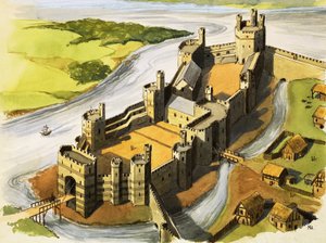 El castillo de Caernarvon en tiempos del rey Eduardo I