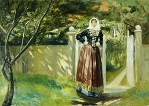 En la puerta del jardín, 1902 de Michael Peter Ancher