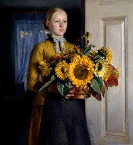 Niña con girasoles