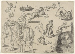 Hoja de ejercicios con ejemplos de dibujo: figuras y animales