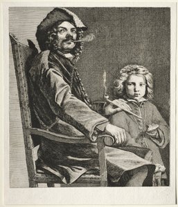 Hombre Fumando una Pipa y un Niño Pequeño, c. 1660