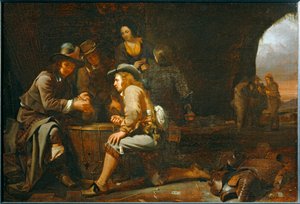 Soldados jugando en una cueva convertida en cuerpo de guardia. 1649 ... de Michael Sweerts