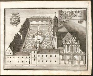 Alemán: El Monasterio de las Carmelitas de Múnich, visto desde el norte hacia el este.
