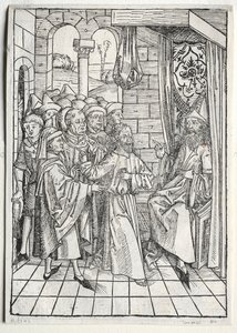 Der Schatzbehalter: Cristo ante Caifás (verso) de Michael Wolgemut