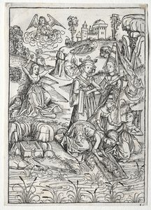 Der Schatzbehalter: Moisés encontrado por la hija del faraón recto, 1491 de Michael Wolgemut
