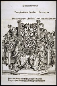 Encuentro entre el Papa Pío II y Federico III, Emperador de Alemania, ca 1493 de Michael Wolgemut