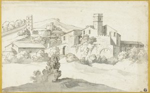 Paisaje con un viejo castillo de Michel Ange Houasse