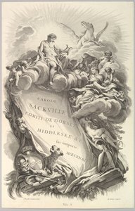 Frontispicio para el Tombeau de Charles Sackville, conde de Dorset, ca. 1736 de Michel Aubert