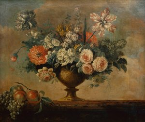 Rosas, Tulipanes, Claveles y Otras Flores en una Urna