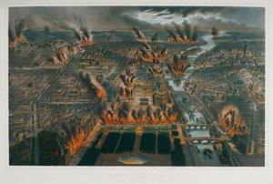 La Comuna: París en llamas durante la noche del 24 al 25 de mayo de 1871 ... (grabado)