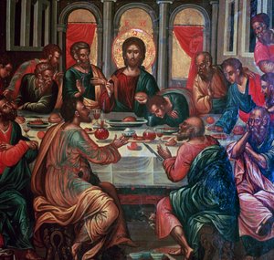 Pintura de icono de la Última Cena de Michel Damaskinos