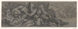 Fauno conoció bacante en putti de Michel Dorigny (attributed to)