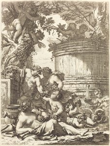 Putti con Uvas y una Bacante Sentada de Michel Dorigny