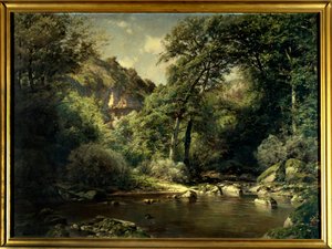 El torrent tiene Cerveyrieux en el Ain. Pintura de Michel Emile (1818-1909) de Michel Emile