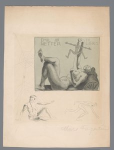 Ex libris de Emil W. Netter de Michel Fingesten (signed by artist)