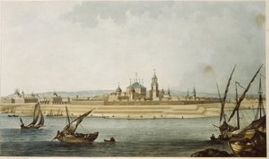 Tver (Rusia). (De 1931 a 1991 la ciudad se llamó Kalinin). Descripción de la ciudad neoclásica, tal y como fue reconstruida tras su destrucción por incendio en 1763, así como de las actividades en el Volga, que bordea la ciudad. Obra de Michel Fr de Michel Francois Damam Demartrait