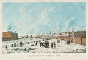 El Puente Semyonovsky en San Petersburgo, 1813 de Michel Francois Damam Demartrait