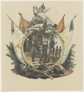 Medallón con cazadores voluntarios de la Universidad de Utrecht, 1830 de Michel Mourot