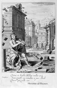 Amphion construye los muros de Tebas con la música de su violín, 1655