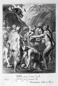 Las Danaides condenadas a llenar vasijas perforadas con agua, 1655 de Michel de Marolles