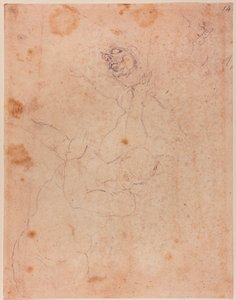 Estudios de figuras, en parte de la Expulsión del Paraíso de la Capilla Sixtina de Michelangelo (after) Buonarroti